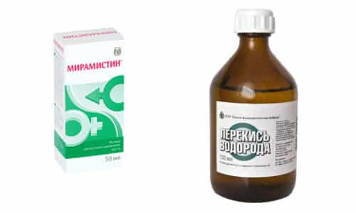 Нередко в качестве антисептического средства врачи рекомендует Хлоргексидин или Перекись водорода